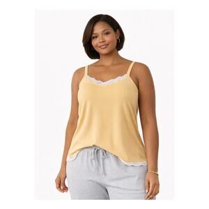 NWOT Berkshire Homewear Women’s Medium Yellow Cami Lace Trim Sleepwear